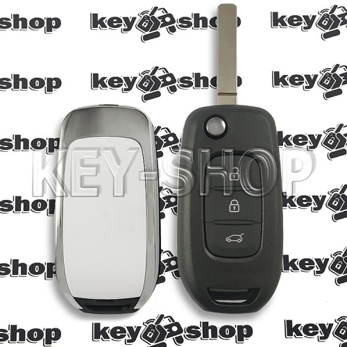   Выкидной ключ для Renault (Рено) 3 кнопки, лезвие VA2, с чипом ID4A / 433Mhz