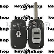 Оригинальный выкидной ключ Renault (Рено) 3 кнопки, с чипом ID4A (PCF7961MTT) / 433Mhz, лезвие VA2