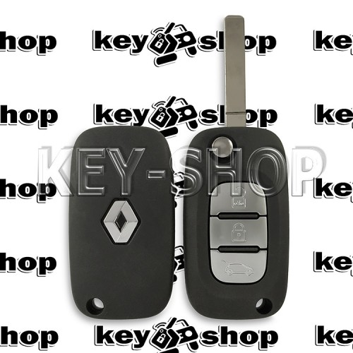 Оригинальный выкидной ключ Renault (Рено) 3 кнопки, с чипом ID4A (PCF7961MTT) / 433Mhz, лезвие VA2