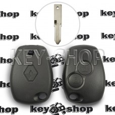 Корпус авто ключа Renault Logan, Sandero, Lodgy, Duster  (Рено Логан, Сандеро, Лоджи, Дастер) 2 кнопки, под лезвие VAC102