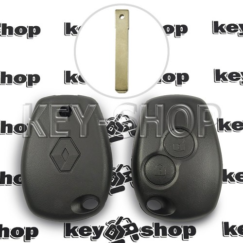 Корпус автоключа RENAULT Kangoo, Clio (Рено Канго, Клио) 2 кнопки, под лезвие VA2   