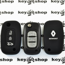    Чехол (черный, силиконовый) для выкидного ключа RENAULT (Рено) 3 кнопки