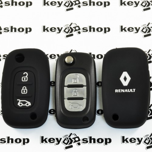    Чехол (черный, силиконовый) для выкидного ключа RENAULT (Рено) 3 кнопки