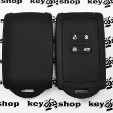   Чехол для смарт карты RENAULT (Рено), Megane 4, Koleos, Duster, Captur, Talisman, Arkana, (4 кнопки), черный, силиконовый