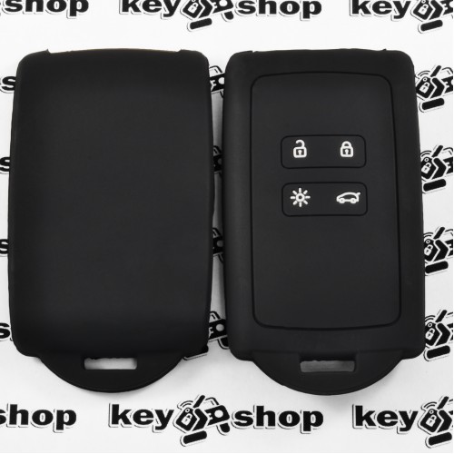   Чехол для смарт карты RENAULT (Рено), Megane 4, Koleos, Duster, Captur, Talisman, Arkana, (4 кнопки), черный, силиконовый