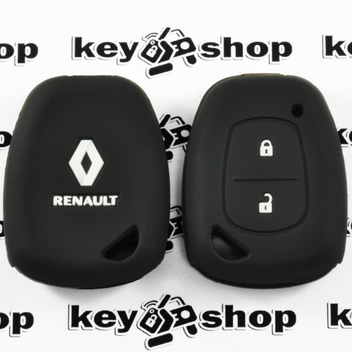 Чехол (черный, силиконовый) для авто ключа RENAULT (Рено) 2 кнопки