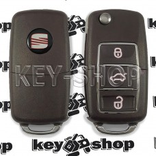 Корпус  выкидного ключа Seat (Сеат) (коричневый)  3 - кнопки, лезвие HU66, HU49