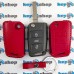 Чехол для выкидного ключа Seat (Сеат), Seat Leon, Tarraco, Arona, Ateca, 3 кнопки, кожаный, красный