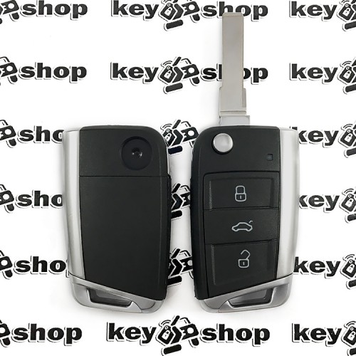 Корпус выкидного автоключа Seat (Сеат), 3 кнопки, лезвие HU66