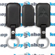 Чехол сигнализации метки Пандект (Pandect) с логотипом Mitsubishi, кожаный, черный, тип1