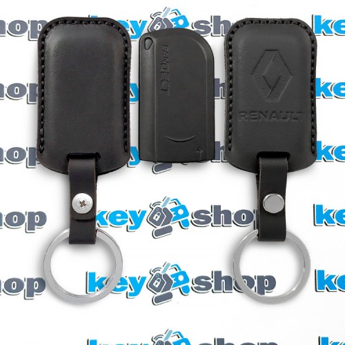 Чехол сигнализации метки Пандект (Pandect) с логотипом Renault, кожаный, черный, тип1