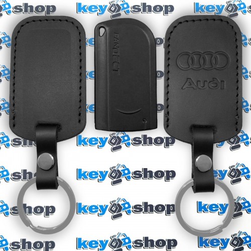 Чехол сигнализации метки Пандект (Pandect) с логотипом Audi, кожаный, черный, тип1