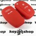Чехол для выкидного ключа Audi (Ауди), A1, A3, A6, Q2, Q3, Q7, 3 кнопки,  (красный, силиконовый)