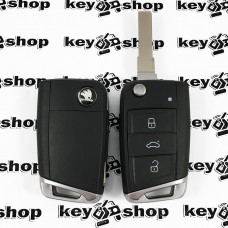 Корпус выкидного автоключа  для SKODA (шкода)  3 - кнопки, лезвие HU66, после 2012 года 