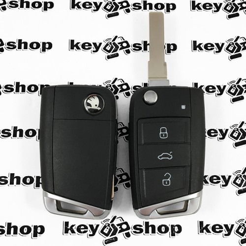 Корпус выкидного автоключа  для SKODA (шкода)  3 - кнопки, лезвие HU66, после 2012 года 