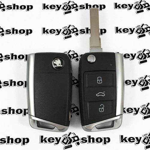 Корпус выкидного автоключа  для SKODA (шкода)  3 - кнопки, лезвие HU66, после 2012 года 