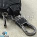 Ключница карманная (кожаная, черная, с тиснением, на молнии, с карабином, с кольцом), логотип авто Skoda (Шкода)