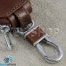 Ключница карманная (кожаная, коричневая, на молнии, с карабином, с кольцом), логотип авто Skoda (Шкода)