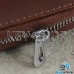 Ключница карманная (кожаная, коричневая, на молнии, с карабином, с кольцом), логотип авто Skoda (Шкода)
