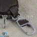 Ключница карманная (кожаная, коричневая, с тиснением, на молнии, с карабином, с кольцом), логотип авто Skoda (Шкода)