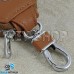  Ключница карманная (кожаная, светло - коричневая, на молнии, с карабином, с кольцом), логотип авто Skoda (Шкода)