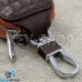 Ключница карманная (кожаная, коричневая, с тиснением, на молнии, с карабином, с кольцом), логотип авто Subaru (Субару)
