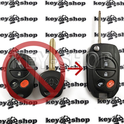Корпус Toyota (Тойота), 3 кнопки + 1 кнопка (Под переделку)
