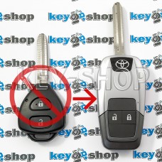 Корпус выкидного автоключа для Toyota (Тойота) 2 кнопки, под переделку, лезвие TOY43 (под переделку) красный
