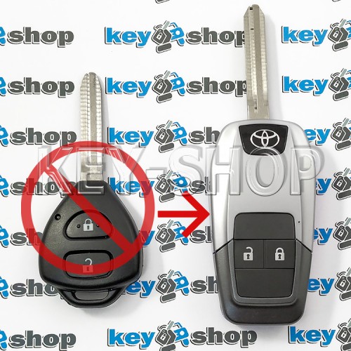Корпус выкидного автоключа для Toyota (Тойота) 2 кнопки, под переделку, лезвие TOY43 (под переделку) красный