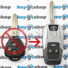 Корпус выкидного автоключа для Toyota (Тойота) 3 кнопки, под переделку, лезвие TOY43 (под переделку) красный