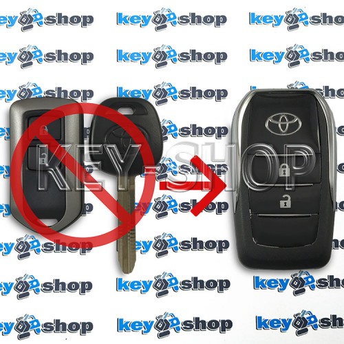 Выкидной ключ Toyota (Тойота), 2 кнопки, лезвие TOY 43, (под переделку)