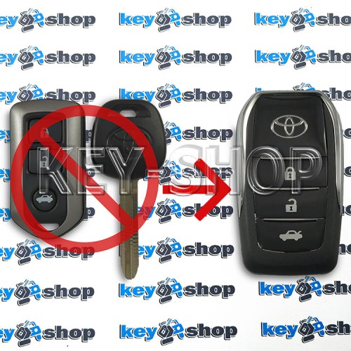 Выкидной ключ Toyota (Тойота), 3 кнопки, лезвие TOY 43, (под переделку)