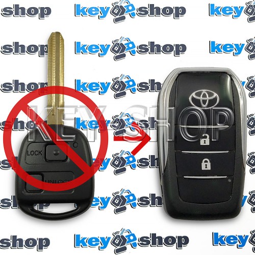 Корпус выкидного ключа TOYOTA (Тойота) 2 кнопки, с лезвием TOY43 (Под переделку)