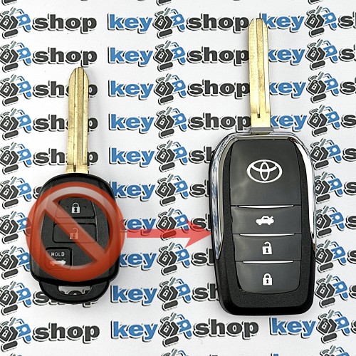       Корпус выкидного ключа TOYOTA (Тойота) 3 кнопки, с лезвием TOY43 (Под переделку)