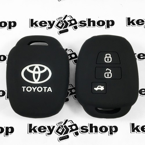 Чехол (черный, силиконовый) для авто ключа Toyota (Тойота) 3 кнопки