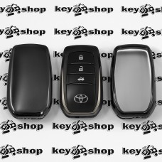            Чехол (черный, полиуретановый) для смарт ключа Toyota (Тойота), кнопки без защиты