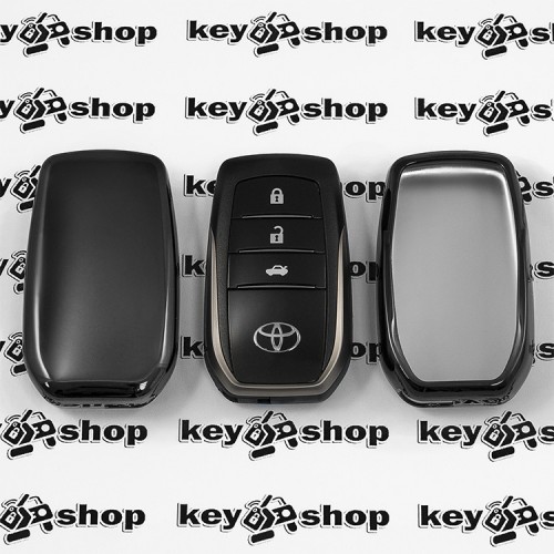           Чехол (черный, полиуретановый) для смарт ключа Toyota (Тойота), кнопки без защиты