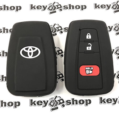         Чехол (черный, силиконовый) для смарт ключа Toyota (Тойота) 2 + 1 кнопки