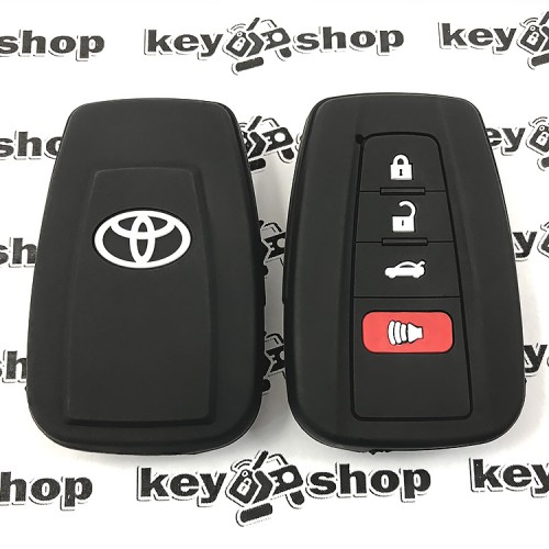        Чехол (черный, силиконовый) для смарт ключа Toyota (Тойота) 3 + 1 кнопки