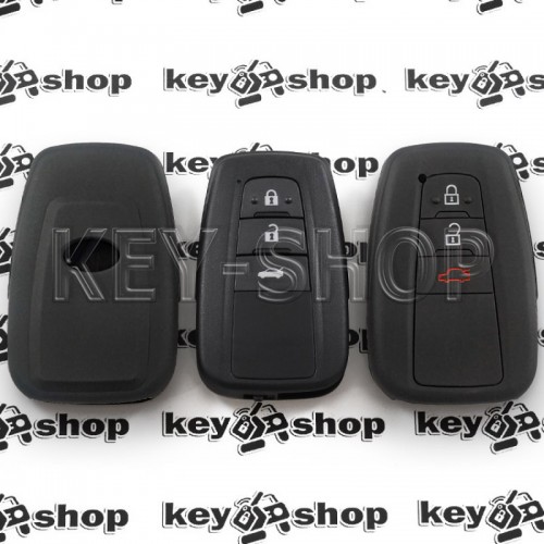    Чехол (черный, силиконовый) для смарт ключа Toyota (Тойота) 3 кнопки