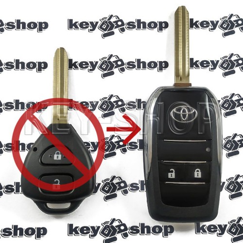  Корпус выкидного ключа TOYOTA (Тойота) 2 кнопки, с лезвием TOY43 (Под переделку)