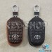 Ключница карманная (кожаная, коричневая, с тиснением, на молнии, с карабином, с кольцом), логотип авто Toyota (Тойота)