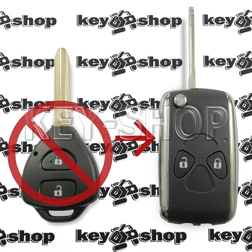      Выкидной ключ для Toyota (Тойота) 2 кнопки,  лезвие TOY 43  (под переделку)