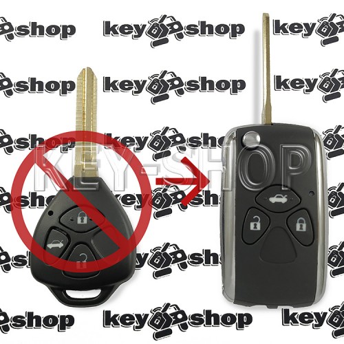   Выкидной ключ для Toyota (Тойота) 3 кнопки,  лезвие TOY 43  (под переделку)