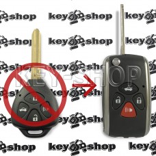 Выкидной ключ для Toyota (Тойота) 3 + 1 кнопки,  лезвие TOY 43  (под переделку)