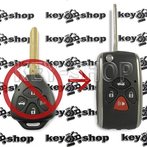Выкидной ключ для Toyota (Тойота) 3 + 1 кнопки,  лезвие TOY 43  (под переделку)