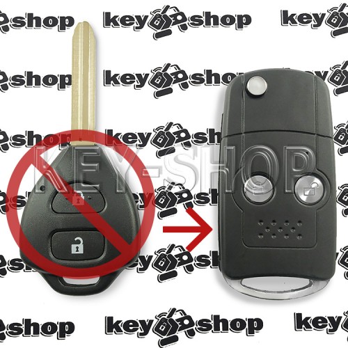 Корпус выкидного ключа для TOYOTA (Тойота)  2 - кнопки,  лезвие TOY 43  (под переделку)