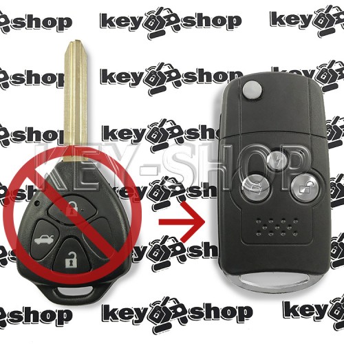 Корпус выкидного ключа для TOYOTA (Тойота)  3 - кнопки , ACURA STYLE, лезвие TOY 43 (под переделку)
