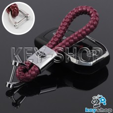 Кожаный плетеный (бордовый) брелок для авто ключей Toyota (Тойота)