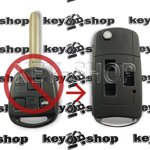 Корпус выкидного ключа для TOYOTA (Тойота) 3 - кнопки,  лезвие TOY 43 (под переделку) 